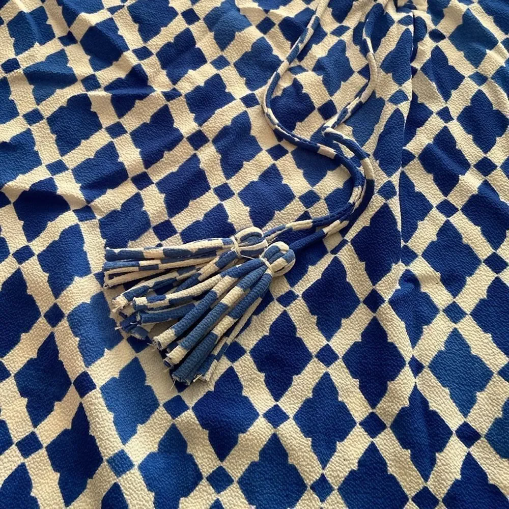 Mud pie Blue Geometric Blouse Ladies Large